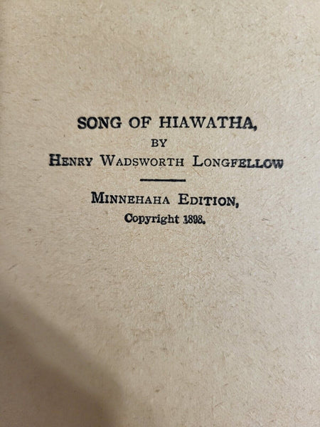 1898 HIAWATHA Longfellow Minnehaha Edition Hardcover