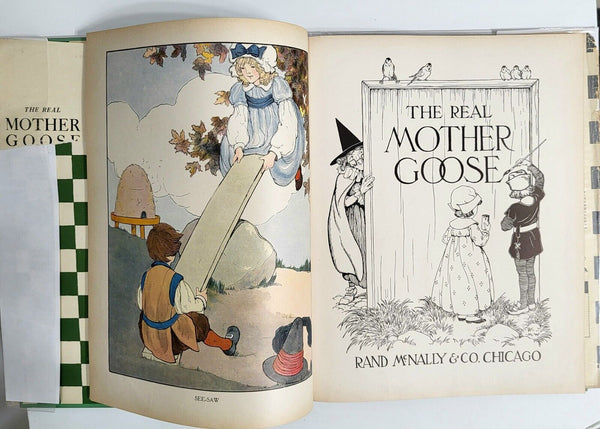 Mother Goose Rand McNally 1936 Vintage Illustrated Hardcover Book with Dust Jacket
