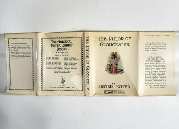 First American Edition Beatrix Potter's "The Tailor of Gloucester" – 1931 Renewed, F. Warne & Co., with Dust Jacket