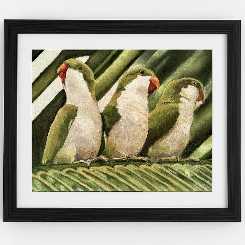 Green Parrot Pastel Drawing – Inspired by Tom Robbins’ Fierce Invalids Home from Hot Climates