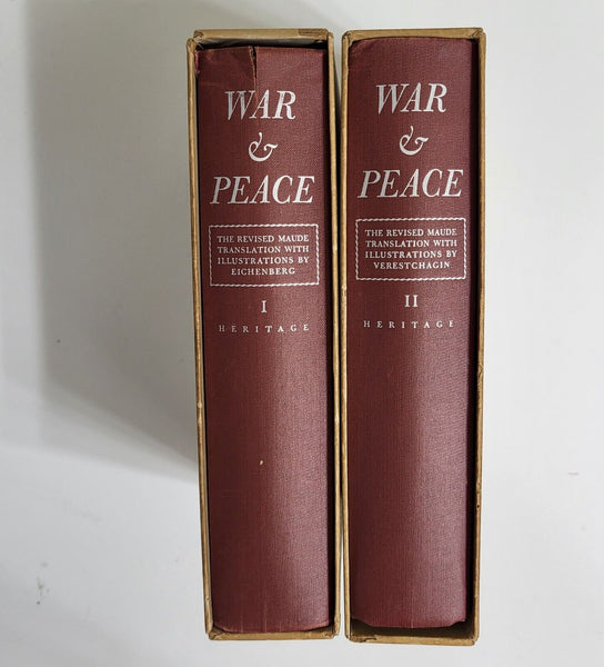 1938 WAR AND PEACE Leo Tolstoy 2Volume Set Hardcover Slipcases Fullcolor Inserts