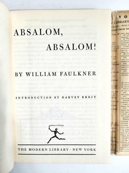 1951 ABSALOM, ABSALOM! William Faulkner Modern Library 271 Hardcover Dust Jacket