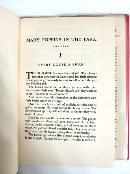 1952 MARY POPPINS IN THE PARK P.L. Travers Hadcover Dust Jacket