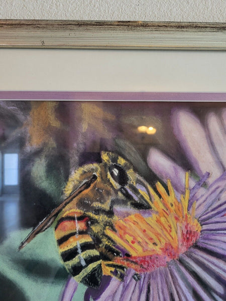 HONEY BEE AND CONE FLOWER Karen Strum Original Pastels 16x20