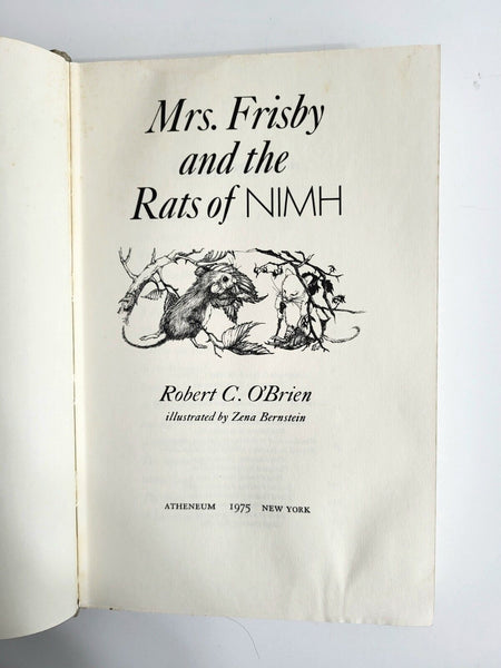 1975 MRS FRISBY AND THE RATS OF NIMH 1st Ed JULY 6TH Imp Robert C. O'Brien HC DJ