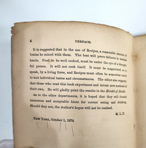 1876 EATING FOR STRENGTH Vegetarian Cookbook M.L. Holbrook MD  Hardcover