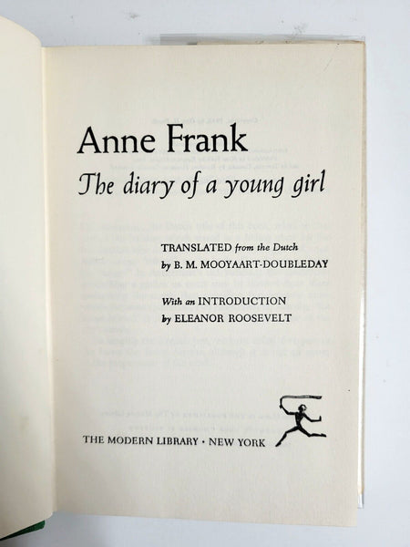 1952 ANNE FRANK: DIARY OF A YOUNG GIRL Modern Library Dust Jacket