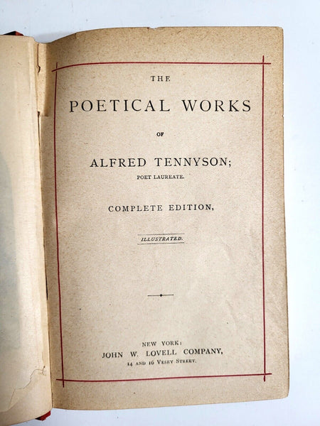 1882 THE POETICAL WORKS OF ALFRED TENNYSON THE COPLETE EDITION Poet Laureate Ill