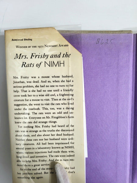 1975 MRS FRISBY AND THE RATS OF NIMH 1st Ed JULY 6TH Imp Robert C. O'Brien HC DJ