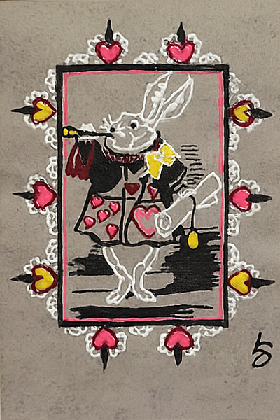 3D Line Art Painting – The White Rabbit (8x10 Matted Print)