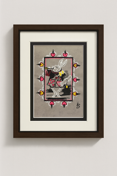 3D Line Art Painting – The White Rabbit (8x10 Matted Print)