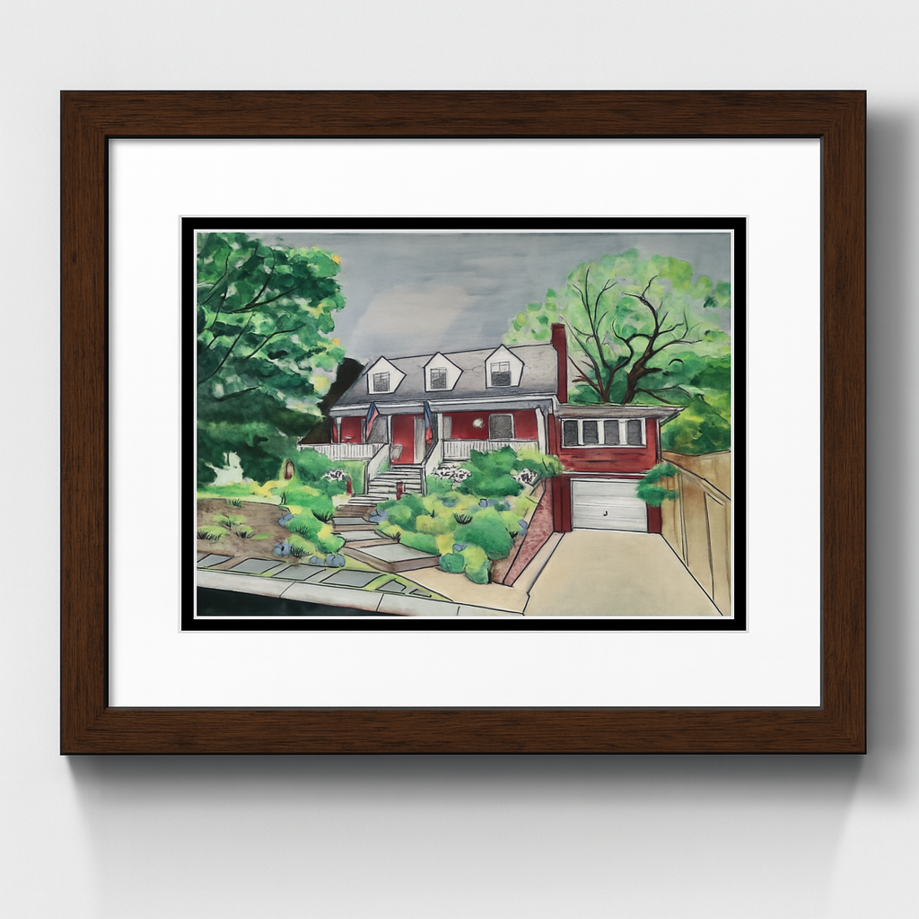 Custom Watercolor House Portrait with Planned Renovations – Personalized Realtor Closing Gift
