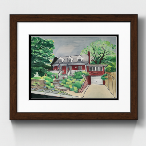 Custom Watercolor House Portrait with Planned Renovations – Personalized Realtor Closing Gift