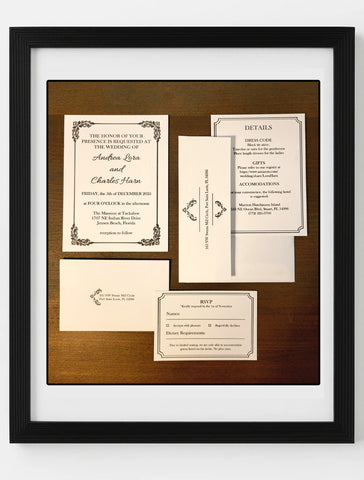Custom Letterpress Wedding Invitation Suite Design | Elegant Line Art
