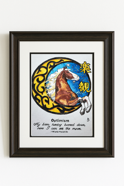 ORIGINAL WATERCOLOR 2020 Optimism Horse And Moon