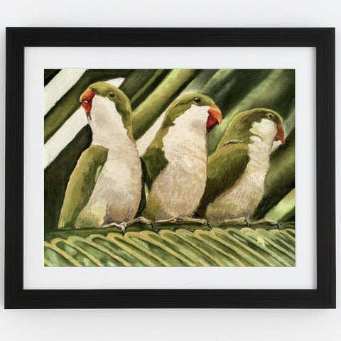 Green Parrot Pastel Drawing – Inspired by Tom Robbins’ Fierce Invalids Home from Hot Climates