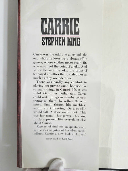 1974 CARRIE Stephen King Hardcover Dust Jacket