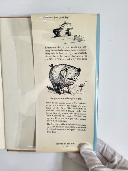 1952 CHARLOTTE'S WEB EB White Book Club Edition Hardcover Dust Jacket