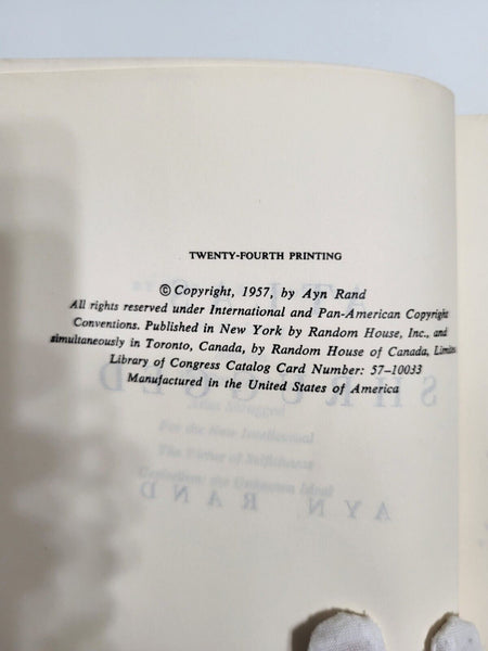1957 ATLAS SHRUGGED Ayn Rand First Edition: 24th Printing Hardcover Dust Jacket