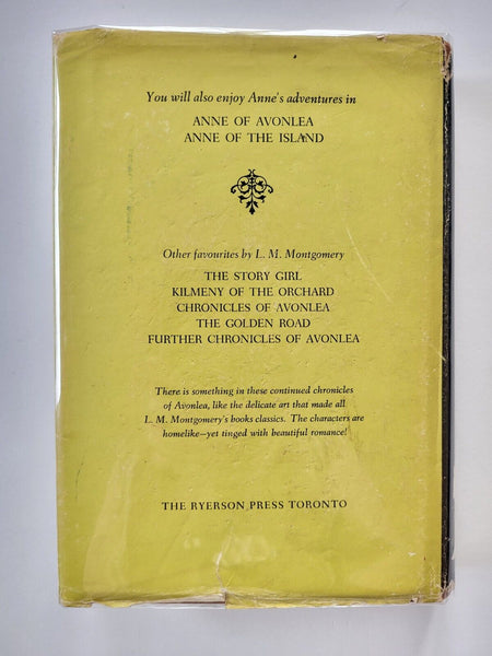 1967 ANNE OF GREEN GABLES L.M. Montgomery Hardcover Dust Jacket Archival Sleeve
