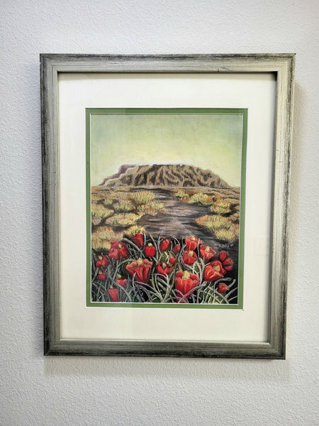 2016 CACTI IN BLOOM Desert Lanscape Karen Strum Pastel Painting 16x20 Framed