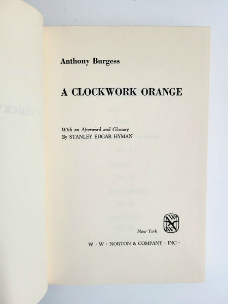 1963 CLOCKWORK ORANGE Anthony Burgess BCE Dust Jacket Hardcover