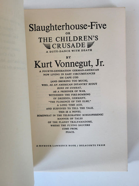 1969 SLAUGHTERHOUSE FIVE Kurt Vonnegut Jr 1st Edition 3rd Printing Hardcover DJ