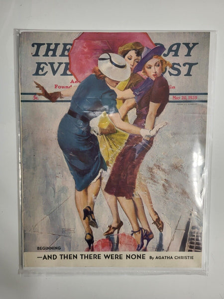 1939 COVER ONLY Saturday Evening Post  AND THEN THERE WERE NONE Agatha Christie